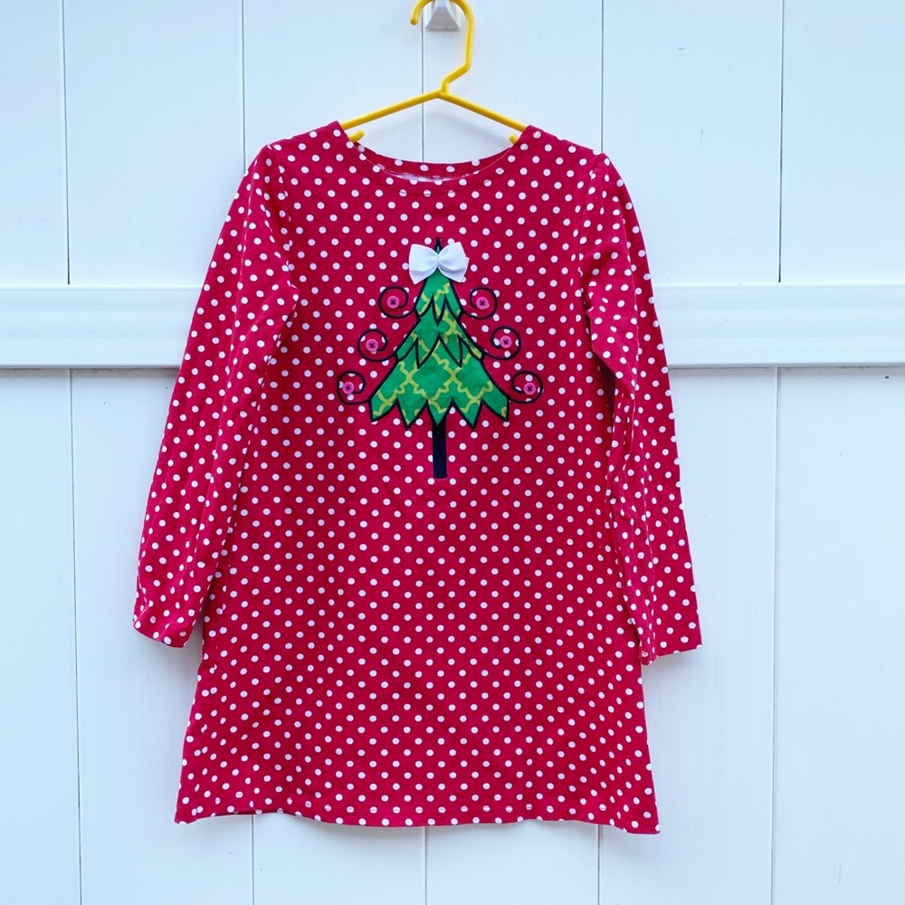 Christmas Long Sleeve Red and White Polka Dot Dress by JK Designs | Size 6